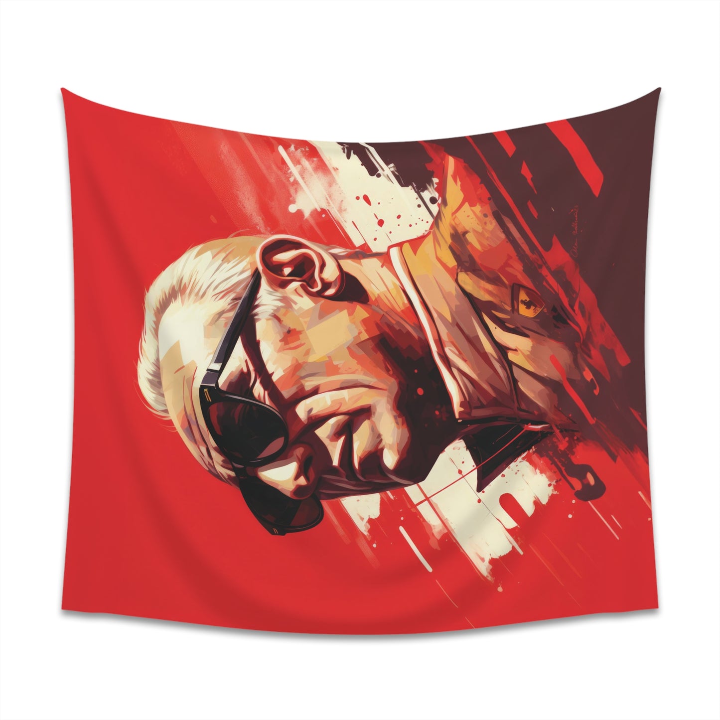 Enzo Ferrari portrait - original artwork - wall tapestry
