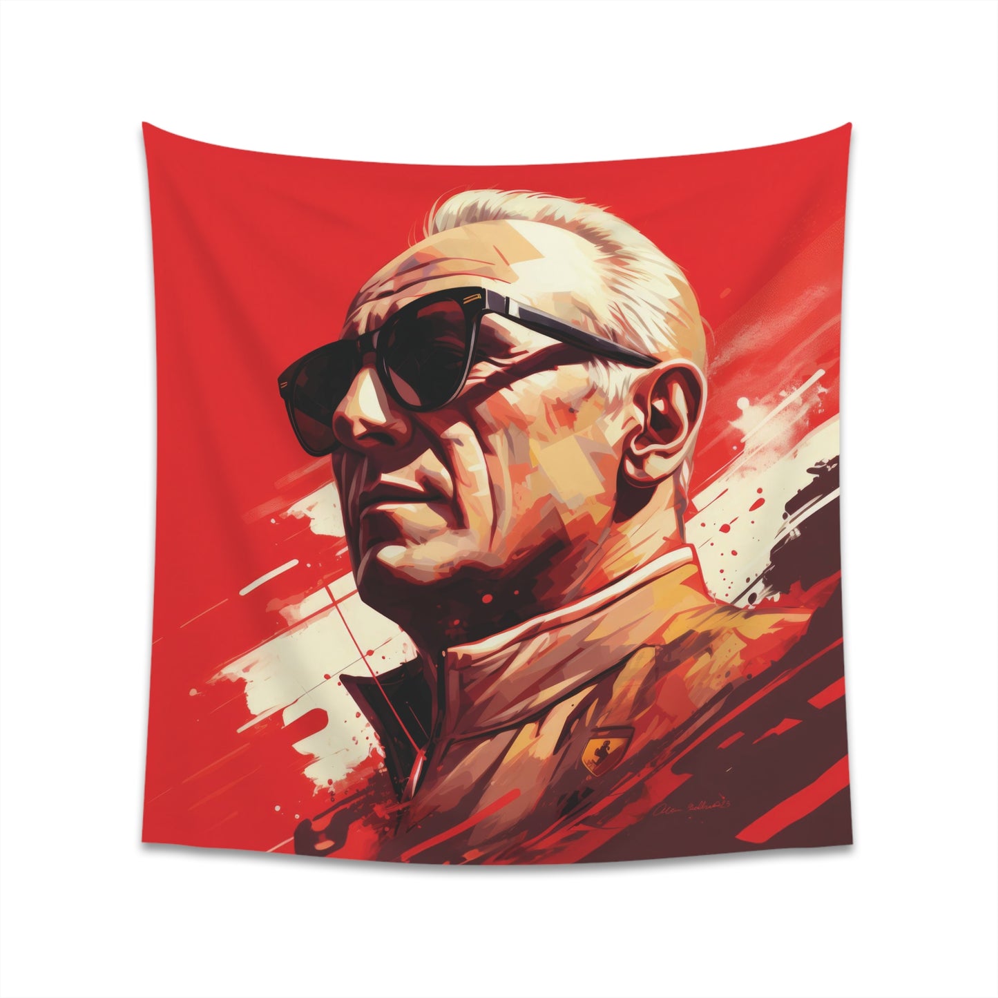 Enzo Ferrari portrait - original artwork - wall tapestry