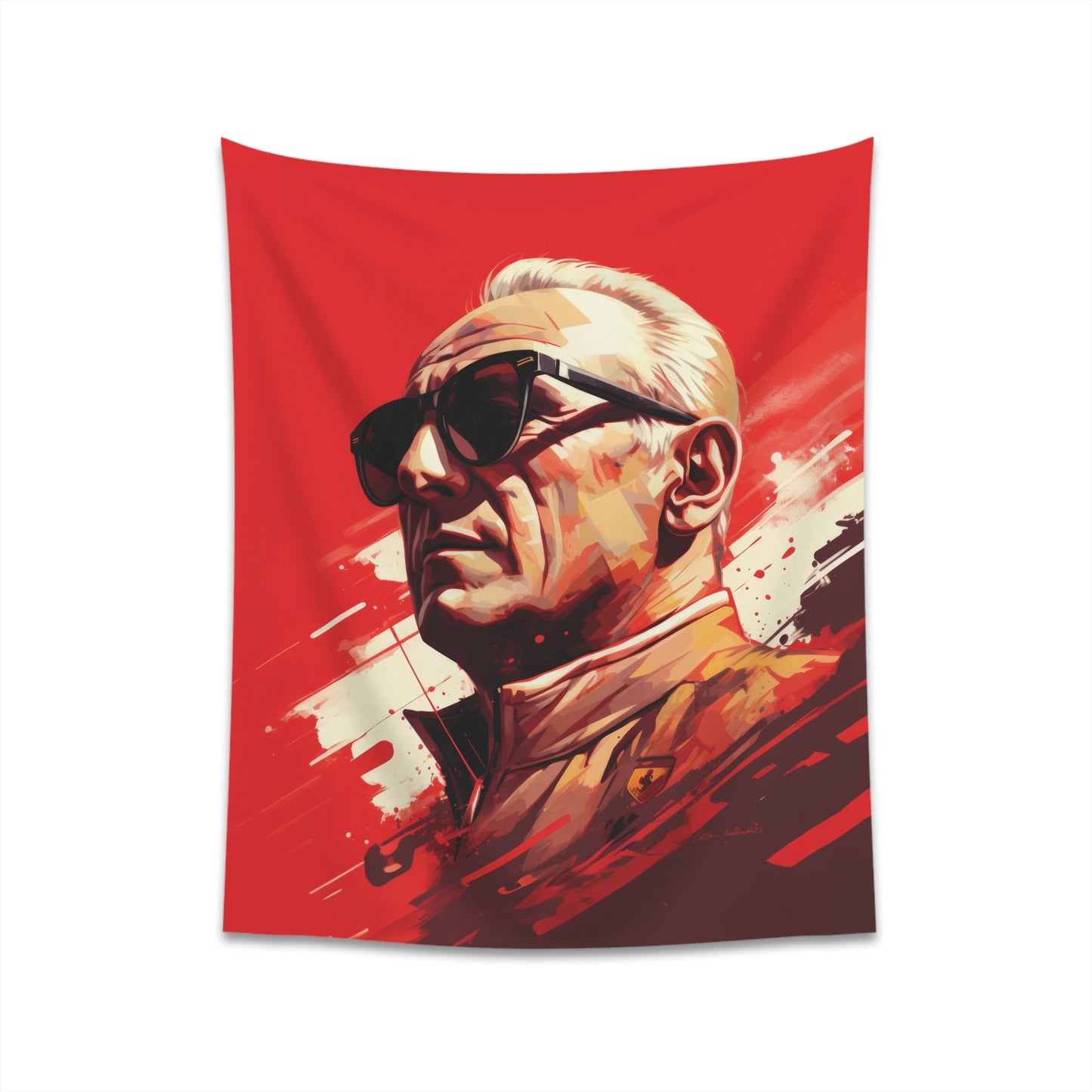Enzo Ferrari portrait - original artwork - wall tapestry