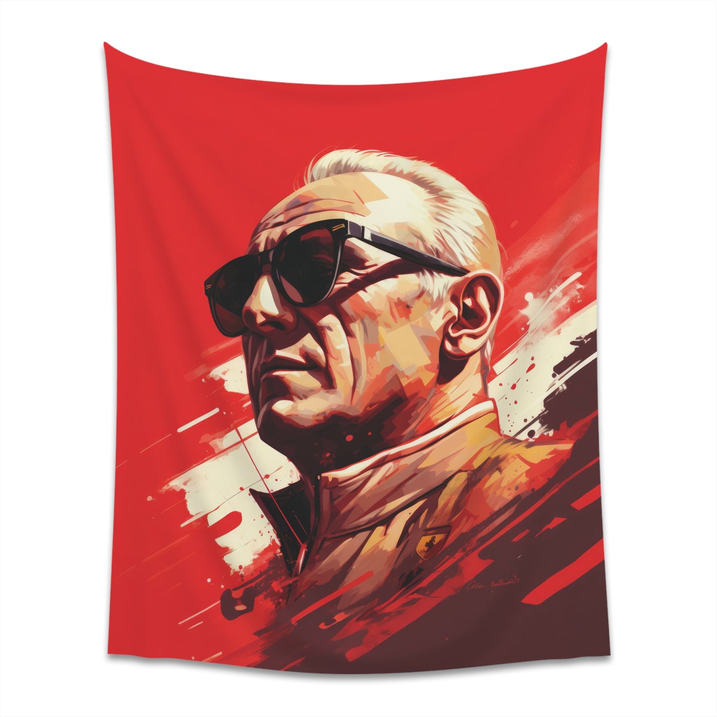 Enzo Ferrari portrait - original artwork - wall tapestry