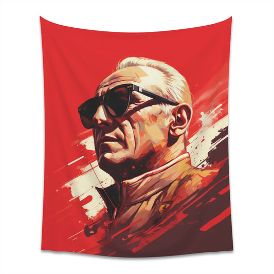Enzo Ferrari portrait - original artwork - wall tapestry